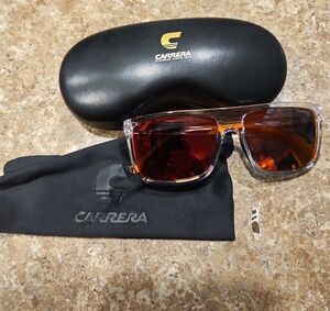 Carrera Clear Frame Sunglasses with Red Lenses